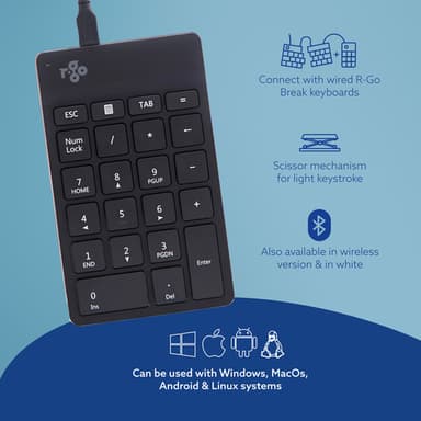 R-Go Tools Numeric keypad R-Go Numpad Break, ergonomic numeric keypad with break software, wired, black view 7