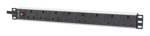 Intellinet 19" 1U PDU 7-way UK, Overload Protection, Rackmount, Power Distribution Unit, UK 3-pin outlets, 3m power cord, output