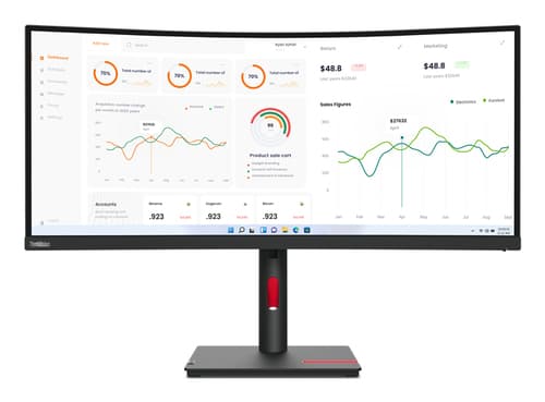 Lenovo ThinkVision T34w-30 86.4 cm (34") 3440 x 1440 pixels Wide Quad HD LED