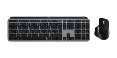 Logitech Master MX Keys S Combo for Mac keyboard Mouse included Home/Office RF Wireless + Bluetooth QWERTY UK English Aluminium, Black view 1