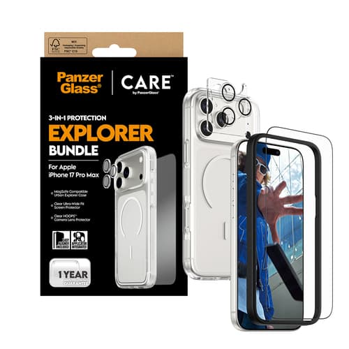 PanzerGlass ® | CARE by ® Flagship 3-in-1 Urban Explorer Bundle iPhone 17 Pro Max Clear screen protector Apple 1 pc(s)