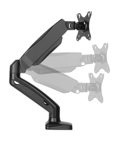 Manhattan Desk Mount for TV & Monitors (Full Motion Spring), For screens 13" to 27", C-Clamp or Grommet Assembly, VESA compatibility: 75x75mm and 100x100mm - check the dimensions of the four mounting holes on back of screen to ensure it fits, Max 9kg, Black,Bracket view 3