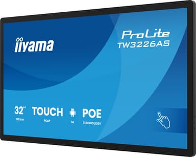 iiyama TW3226AS-B3P Signage Display Kiosk design 80 cm (31.5") LED Wi-Fi 430 cd/m² Full HD Black Touchscreen Built-in processor Android 24/7 view 3