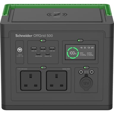 APC SE OffGrid Portable Power Station 500 - Li-Ion battery, LCD, 2x UK outlets, 3x USB-A, 2x USB-C, 3x 12V, wireless charger view 1