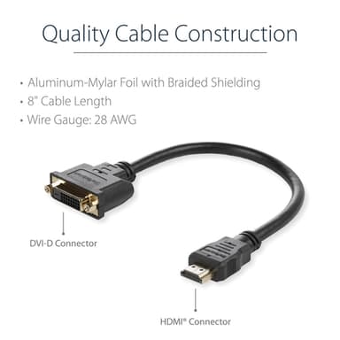 StarTech.com 8in HDMI to DVI-D Video Cable Adapter - HDMI Male to DVI Female view 6