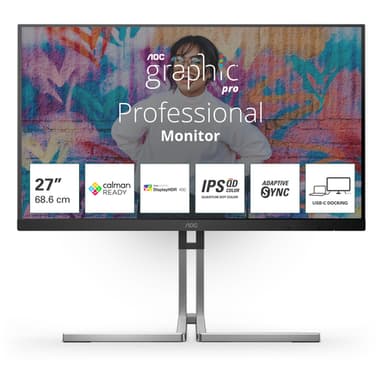 AOC Q27U3CV computer monitor 68.6 cm (27") 2560 x 1440 pixels Quad HD LCD Black view 1