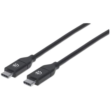 Manhattan USB-C to USB-C Cable, 2m, Male to Male, 480 Mbps (USB 2.0), 5A (super fast charging), Hi-Speed USB, Black, Lifetime Warranty, Equivalent to USB2C5C2M view 1