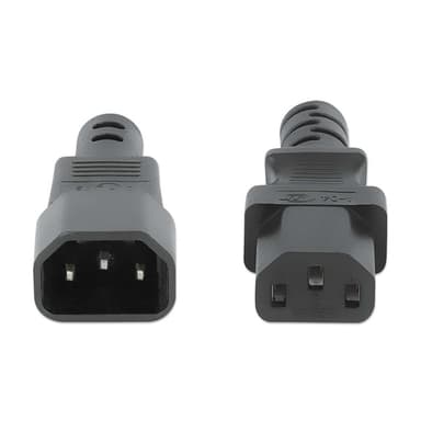 Manhattan Power Cord/Cable, C14 Male to C13 Female (kettle lead), Monitor to CPU, 3m, 10A, Black, Lead, Lifetime Warranty view 3