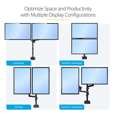 StarTech.com Desk Mount Dual Monitor Arm, Full Motion Monitor Mount for 2x VESA Displays up to 32" (17.6lb/8kg), Height Adjustable, Clamp/Grommet Mount, Mechanical Spring view 14