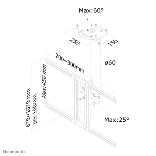 Neomounts PLASMA-C100 Monitor/TV mount ceiling 37-75" - h 67-107 cm