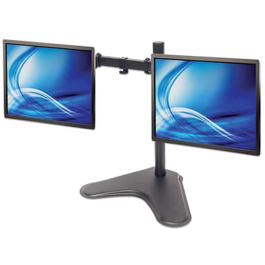 Manhattan Dual Desk Mount for TV & Monitors (Full Motion), Stand Assembly, For screens: 10-27", VESA compatibility: 75x75 and 100x100mm - check the dimensions of the four mounting holes on back of screen to ensure it fits, Max 8kg (each), Black, Bracket view 3