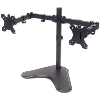 Manhattan Dual Desk Mount for TV & Monitors (Full Motion), Stand Assembly, For screens: 10-27", VESA compatibility: 75x75 and 100x100mm - check the dimensions of the four mounting holes on back of screen to ensure it fits, Max 8kg (each), Black, Bracket view 1