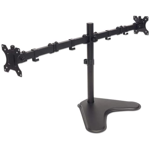 Manhattan Dual Desk Mount for TV & Monitors (Full Motion), Stand Assembly, For screens: 10-27", VESA compatibility: 75x75 and 100x100mm - check the dimensions of the four mounting holes on back of screen to ensure it fits, Max 8kg (each), Black, Bracket