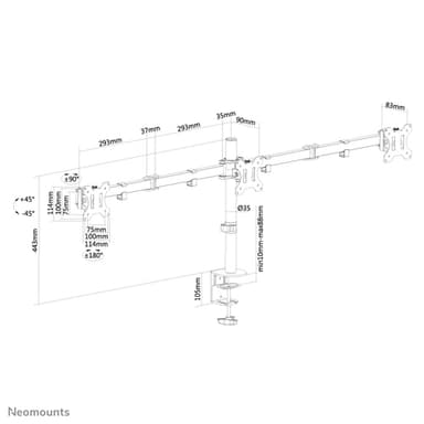 Neomounts FPMA-D550D3BLACK Monitor arm 10-27" view 10