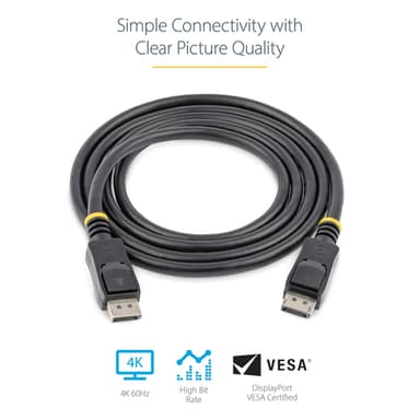 StarTech.com 3m (10ft) DisplayPort 1.2 Cable - 4K x 2K Ultra HD VESA Certified DisplayPort Cable - DP to DP Cable for Monitor - DP Video/Display Cord - Latching DP Connectors view 3