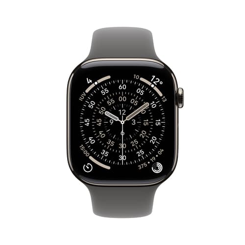 Apple Watch Series 11 GPS + Cellular 42mm Natural Titanium Case with Stone Grey Sport Band - M/L