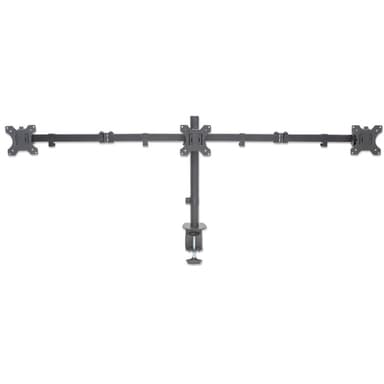 Manhattan Triple Desk Mount for TV & Monitors, For screens: 10" to 27", Clamp Assembly, VESA compatibility: 75x75 and 100x100mm - check the dimensions of the four mounting holes on back of screen to ensure it fits, Max 7kg (each), Black, Bracket, Lifetime Warranty view 4