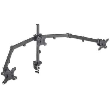 Manhattan Triple Desk Mount for TV & Monitors, For screens: 10" to 27", Clamp Assembly, VESA compatibility: 75x75 and 100x100mm - check the dimensions of the four mounting holes on back of screen to ensure it fits, Max 7kg (each), Black, Bracket, Lifetime Warranty view 2