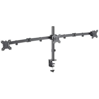 Manhattan Triple Desk Mount for TV & Monitors, For screens: 10" to 27", Clamp Assembly, VESA compatibility: 75x75 and 100x100mm - check the dimensions of the four mounting holes on back of screen to ensure it fits, Max 7kg (each), Black, Bracket, Lifetime Warranty view 3