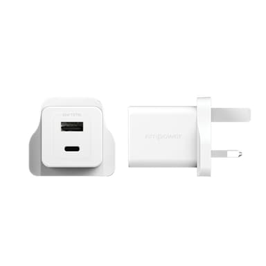 PanzerGlass empower™ by ® Turbo 35W Charger incl. USB-C + USB-A | UK Plug| Silver White view 5