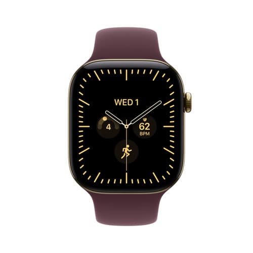 Apple Watch Series 12 GPS + Cellular 42mm Radiant Gold Titanium Case with Burgundy Sport Band - M/L