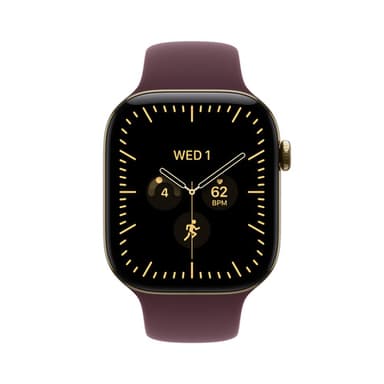 Apple Watch Series 12 GPS + Cellular 42mm Radiant Gold Titanium Case with Burgundy Sport Band - M/L view 2