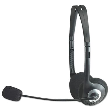 Manhattan Stereo On-Ear Headset (3.5mm), Microphone Boom, In-Line Volume Control, Foam Earpads, Standard 2x 3.5mm stereo jack/plug for audio/mic use, cable 2m, Black, Three Year Warranty view 3