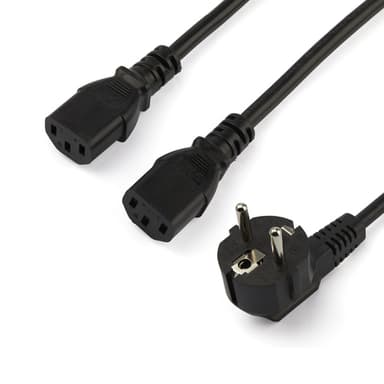 StarTech.com 2m (6ft) Computer Power Y Cord, 18AWG, EU Schuko to 2x C13, 10A 250V, Black Replacement AC Power Cord, Printer Power Cord, PC Power Supply Cable, Monitor Power Cable - UL Listed view 1