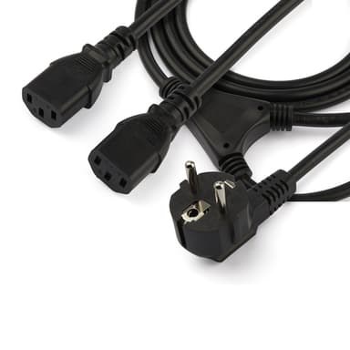 StarTech.com 2m (6ft) Computer Power Y Cord, 18AWG, EU Schuko to 2x C13, 10A 250V, Black Replacement AC Power Cord, Printer Power Cord, PC Power Supply Cable, Monitor Power Cable - UL Listed view 4