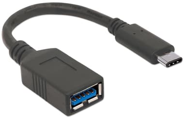 Manhattan USB-C to USB-A Cable, 15cm, Male to Female, Black, 5 Gbps (USB 3.2 Gen1 aka USB 3.0), 3A (fast charging), IF-Certified, SuperSpeed USB, Lifetime Warranty, Equivalent to USB31CAADP view 2