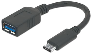 Manhattan USB-C to USB-A Cable, 15cm, Male to Female, Black, 5 Gbps (USB 3.2 Gen1 aka USB 3.0), 3A (fast charging), IF-Certified, SuperSpeed USB, Lifetime Warranty, Equivalent to USB31CAADP view 1