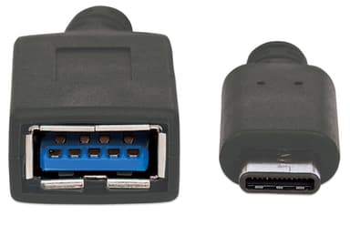Manhattan USB-C to USB-A Cable, 15cm, Male to Female, Black, 5 Gbps (USB 3.2 Gen1 aka USB 3.0), 3A (fast charging), IF-Certified, SuperSpeed USB, Lifetime Warranty, Equivalent to USB31CAADP view 3