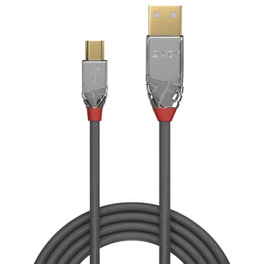 Lindy 0.5m USB 2.0 Type A to Mini-B Cable, Cromo Line view 2