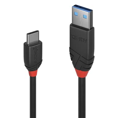 Lindy 1m USB 3.2 Type A to C Cable, 10Gbps, Black Line view 1