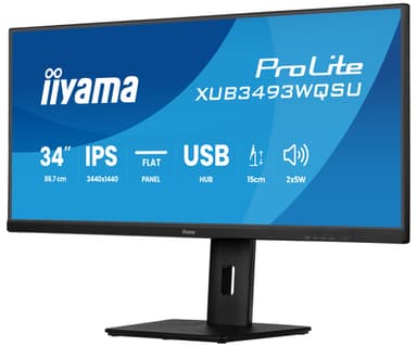 iiyama ProLite XUB3493WQSU-B6 computer monitor 86.4 cm (34") 3440 x 1440 pixels UltraWide Quad HD LED Black view 3
