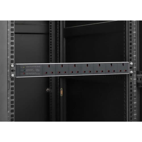 Intellinet 19" 1U PDU 7-way UK, Surge Protection, Rackmount, Power Distribution Unit, UK 3-pin outlets, 3m power cord, output