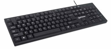Manhattan Keyboard UK USB Wired, Standard Qwerty layout, Black, Full Size Keys, Cable 1.5m, USB-A connection, Plug and Play, Three Year Warranty, Retail Boxed view 3