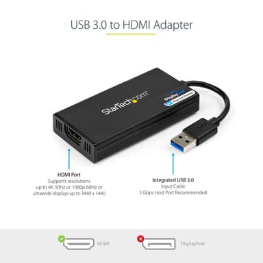 StarTech.com USB 3.0 to HDMI Adapter - 4K 30Hz Ultra HD - DisplayLink Certified - USB Type-A to HDMI Display Adapter Converter for Monitor - External Video & Graphics Card - Mac & Windows view 7