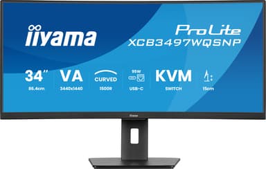iiyama ProLite XCB3497WQSNP-B1 computer monitor 86.4 cm (34") 3440 x 1440 pixels UltraWide Quad HD LED Black view 3