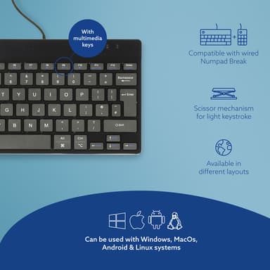 R-Go Tools Ergonomic keyboard R-Go Compact Break, compact keyboard with break software, QWERTY (UK), wired, black view 8