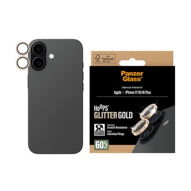 PanzerGlass ® Hoops® Camera Lens Protector Glitter Gold iPhone 17 | iPhone 16 | 16 Plus Clear screen protector Apple 1 pc(s) view 2