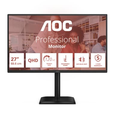 AOC E4 Q27E4U computer monitor 68.6 cm (27") 2560 x 1440 pixels Quad HD LED Black view 1