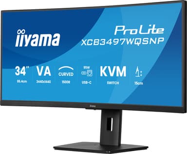 iiyama ProLite XCB3497WQSNP-B1 computer monitor 86.4 cm (34") 3440 x 1440 pixels UltraWide Quad HD LED Black view 5
