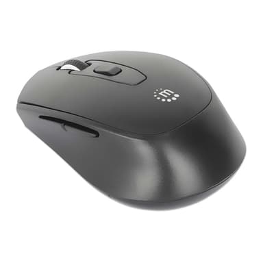 Manhattan MW6020 Wireless Mouse, Black, Adjustable 800/1200/1600dpi via top-mount push-button control, 2.4Ghz (effective range up to 10m), USB, Optical, Ambidextrous, Six Button with Scroll Wheel, USB-A nano receiver, AA battery (included) view 2