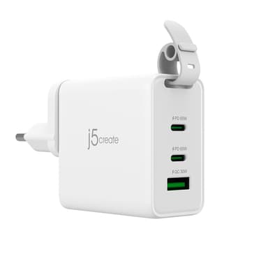 j5create 65W GaN USB-C 3-Port Traveler Charger with changeable AC plugs and USB-C cable view 3