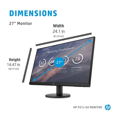 HP P27v G4 computer monitor 68.6 cm (27") 1920 x 1080 pixels Full HD LCD Black view 7
