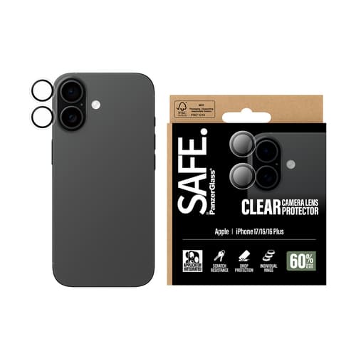 PanzerGlass SAFE. by ® Camera Lens Protector Transparent iPhone 17 | iPhone 16 | 16 Plus Clear screen protector Apple 1 pc(s)