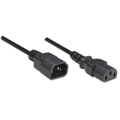Manhattan Power Cord/Cable, C14 Male to C13 Female (kettle lead), Monitor to CPU, 1.8m, 10A, Black, Lead, Lifetime Warranty view 2