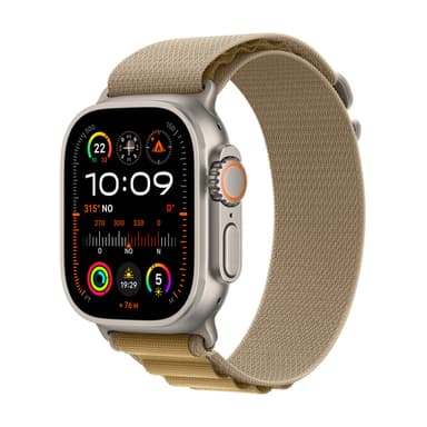 Apple Watch Ultra 2 GPS + Cellular 49mm Natural Titanium Case with Tan Alpine Loop - Medium view 1