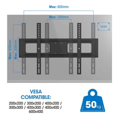 Manhattan Outdoor Wall Mount for TV & Monitors (Full Motion), For screens 37" to 65", VESA compatibility: all between 200x200mm to 600x400mm - check the dimensions of the four mounting holes on back of screen to ensure it fits, Max 50kg, Weatherproof, Bracket view 11